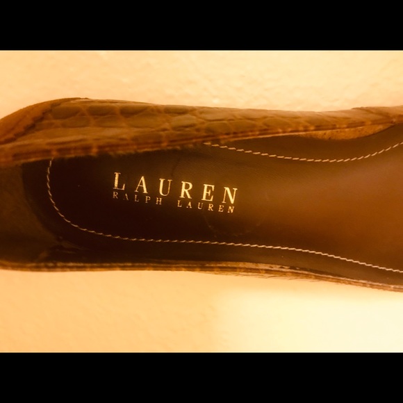 NWOT Ralph Lauren LEATHER/SUEDE Croc Flats 8/9 - Picture 6 of 12